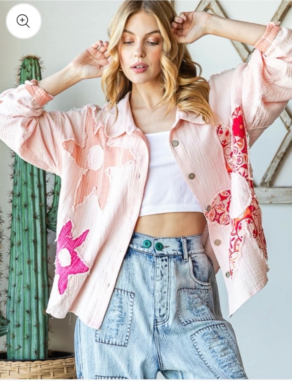 Oli & Hali Pink Patchwork Star Button-Up Shirt